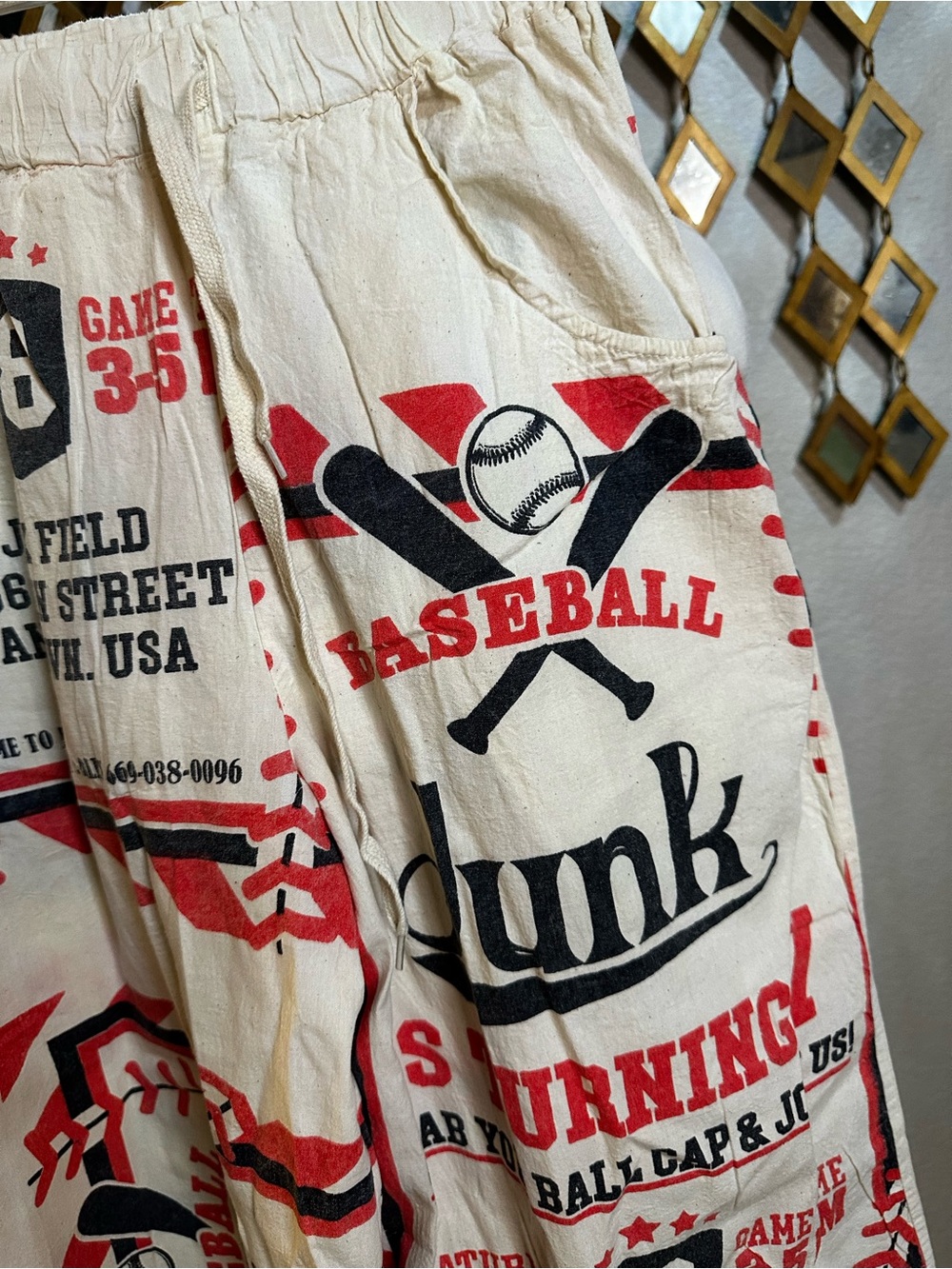 NEW Vintage Sack Style Flour Sack Pants - Junk Baseball - Picture 3 of 5